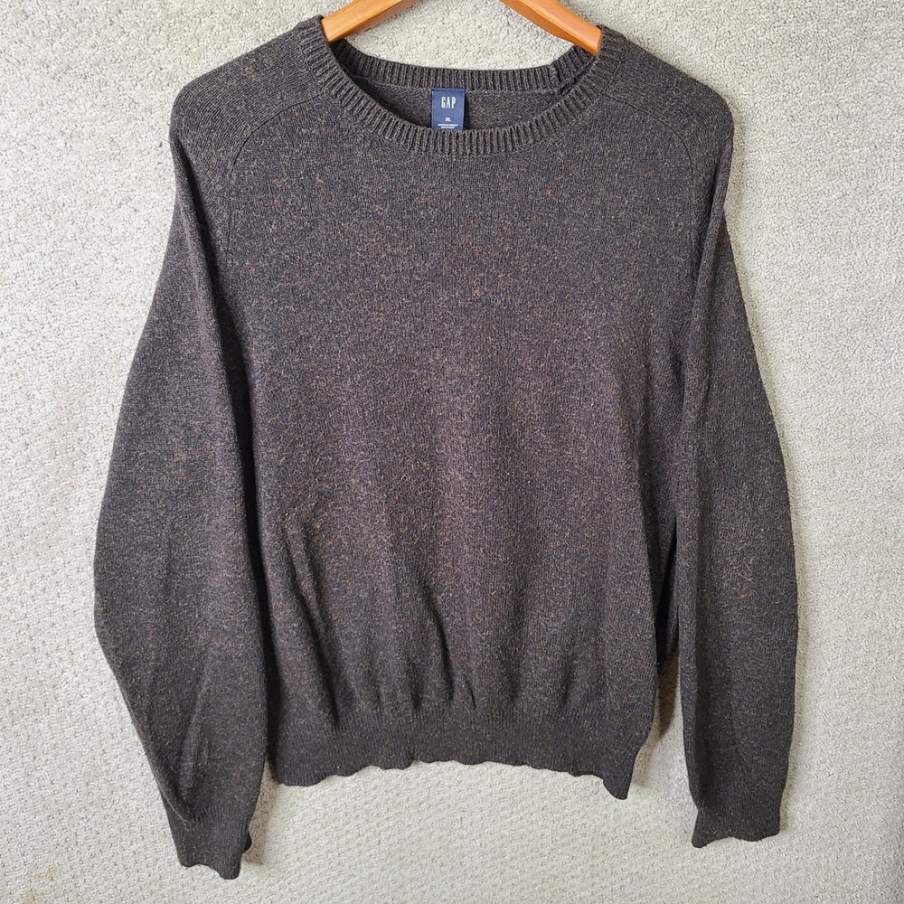 Gap Sweater Mens XL Brown Marled Crew Neck Cotton Wool Blend‎ Long Sleeve Casual